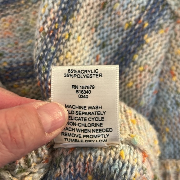 Blair Blue & Cream Multi-Colored Speckled Striped Long Sleeve Sweater Size Large - Picture 5 of 5